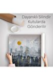 Modern Şehir Manzarasının Silueti Kanvas Duvar Örtüsü-Halısı-5038