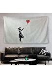 Banksy Kırmızı Balonu Uçup Giden Kız Kanvas Duvar Örtüsü-Halısı-5059