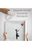 Banksy Kırmızı Balonu Uçup Giden Kız Kanvas Duvar Örtüsü-Halısı-5059