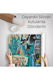 Jean Michel Basquiat Mavi Kuş Kanvas Duvar Örtüsü-Halısı-5060