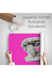 Piksel Gözlüklü David'in Kafasının Alçı Heykeli Kanvas Duvar Örtüsü-Halısı, Pop Art-5064