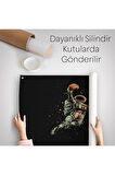 Ay'da Basketbol Oynayan Astronot Kanvas Duvar Örtüsü-Halısı-5067