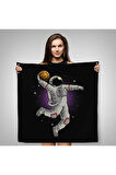 Ay'da Basketbol Oynayan Astronot Kanvas Duvar Örtüsü-Halısı-5068