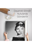 Audrey Hepburn'ün Siyah Bayaz Kanvas Duvar Örtüsü-Halısı-5071