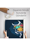 Gezegenleri Kucağında Taşıyan Astronot Kanvas Duvar Örtüsü-Halısı-5096