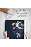 Ay ve Gezegenler İle Uçan Astronot Duvar Örtüsü-Halısı-5097