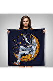 Ayda Dinlenen Astronot Kanvas Duvar Örtüsü-Halısı-5099