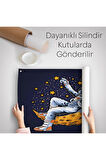 Ayda Dinlenen Astronot Kanvas Duvar Örtüsü-Halısı-5099