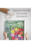 Çiçek Başlı Kadın Portresi Yağlıboya Görünüm Dekoratif Duvar Örtüsü - Halısı -5124