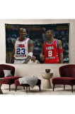 Michael Jordan ve Kobe Bryant Kanvas Duvar Örtüsü-Halısı-5153