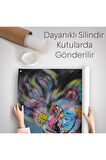 Renkli Kükreyen Aslan Duvar Örtüsü - Halısı, Pop Art, Sokak Sanatı-5316
