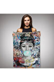 Audrey Hepburn Banksy Style Duvar Sanatı Ciklet Posteri, Hepburn Duvar Örtüsü - Halısı-5319