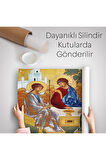Andrei Rublev Tarafından Kutsal Üçleme Kanvas Duvar Örtüsü-Halısı, Hristiyan Kilise Hediyesi-5327