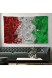 İtalya Bayrağı Kanvas Duvar Örtüsü-Halısı, Ev ve Ofis Dekoru, Spor Kulübü, Bar Dekoru-5402