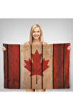 Ahşap Kanada Bayrağı Rustik Kanvas Duvar Örtüsü Halısı Kanada Bayrağı Vintage Ev Ofis Dekoru 5404