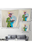 Çizgi Roman Kahramanı Kahvesini Yudumluyor Pop Art Kanvas Duvar Örtüsü-Halısı-5800