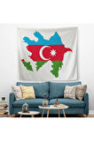 Azerbaycan Haritası Dekoratif Kanvas Duvar Örtüsü-Halısı-5806