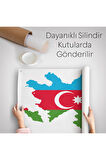Azerbaycan Haritası Dekoratif Kanvas Duvar Örtüsü-Halısı-5806