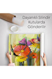 Soyut Çiçekler Yağlıboya Görünüm Dekoratif Kanvas Duvar Örtüsü-Halısı-5826