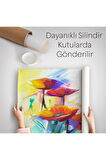 Soyut Çiçekler Yağlıboya Görünüm Dekoratif Kanvas Duvar Örtüsü-Halısı-5828