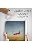 Renkli Balonlarla Uçan Kız Kanvas Duvar Örtüsü-Halısı-5855