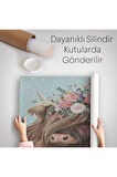 Çiçek Taçlı Güzel Yayla İneği Kanvas Duvar Örtüsü-Halısı-5861