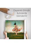 Çiçek Elbiseli Kız Kanvas Duvar Örtüsü-Halısı-5889