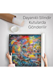 Renkli Şehir Manzarası Kanvas Duvar Örtüsü-Halısı-5902