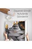 Çağdaş Altın Desenli Soyut Kadın Kanvas Duvar Örtüsü-Halısı-5907