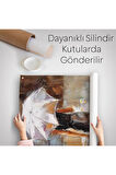Yağmurda Yürüyen Kadın Yağlıboya Görünüm Dekoratif Duvar Örtüsü - Halısı-5928