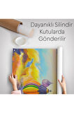 Lavanta Bahçesi Üzerinde Uçan Hava Balonu Yağlıboya Görünüm Duvar Örtüsü - Halısı-5940