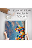 Balonlar Ile Uçan Sevgililer Yağlıboya Görünüm Dekoratif Duvar Örtüsü - Halısı-5944