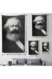 Karl Marx Siyah Beyaz Dekoratif Duvar Örtüsü - Halısı-5964