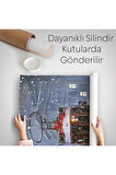 Karlar Arasındaki Kırmızı Tramvay Duvar Örtüsü - Halısı-6003