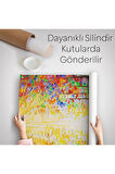 Renkli Ormanda Yürüyen Mavi Elbiseli Kadın Duvar Örtüsü - Halısı-6039