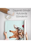 Ağzında Gül Olan Gözlüklü Zürafa Duvar Örtüsü - Halısı-6080