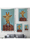 Sosyetik Zürafa Dekoratif Duvar Örtüsü - Halısı6131