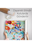 Renkli Çiçek Detaylı Geyik Dekoratif Duvar Örtüsü - Halısı-6196