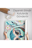 Çiçekler İçindeki Sanatsal Baykuş Duvar Örtüsü - Halısı-6208