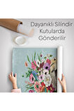 Çiçek Taçlı Sosyetik Çita Duvar Örtüsü - Halısı, Kokoş Çıta-6212