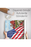 Güzel Bahçe İçierisindeki Amerka Bayrağı Duvar Örtüsü - Halısı-6278