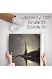 Süpürge ile Uçan Cadı ve Kedisi, Cadılar Bayramı Hediyesi, Hellowen Duvar Örtüsü - Halısı -6287