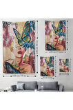 Renkli Sürreal Kadın Portresi Dekoratif Duvar Örtüsü - Halısı-6297