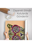 Kokoş Leopar, Çiçek Taçlı Sosyetik Leopar Duvar Örtüsü - Halısı -6325