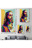 Renkli İsa Mesih Duvar Örtüsü-Halısı, Jesus Christ-6343
