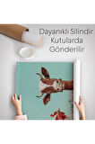 Tavuk ve İnek Amerikan Gotik Komik Çiftlik Duvar Örtüsü-Halısı-6349