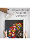 Yağlıboya Görünümlü Renkli Saçlı Gülen Siyahi Kadın Duvar Örtüsü-Halısı-6367