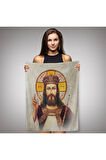 Hz İsa Duvar Örtüsü-Halısı, Kilise Hediyesi Long live Christ the King Jesus Christ -6387