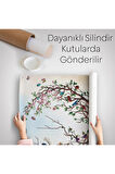 Geyik YBoynuzları Üzerinde Renkli Kuşlar Duvar Örtüsü-Halısı-6477