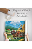 At Arabasına Saman Yükleyen Köylüler Duvar Örtüsü-Halısı-6531
